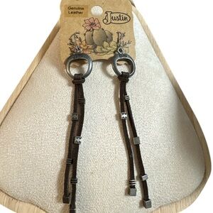 Justin Leather Earrings with Silver Accents